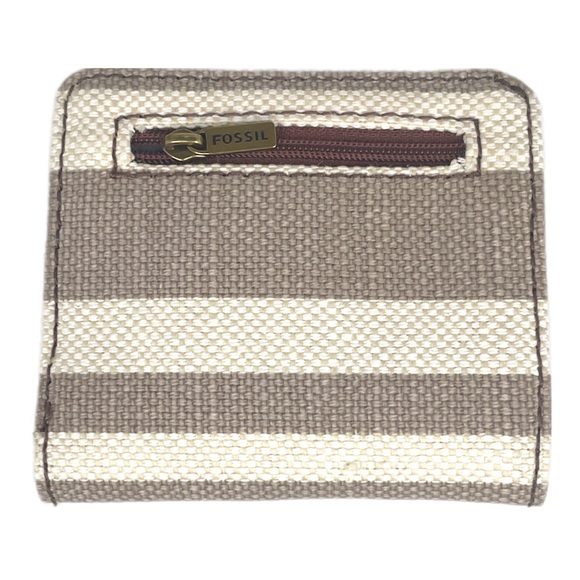 Fossil Neutral Stripes Madison Bifold Cream Brown - Picture 2 of 7
